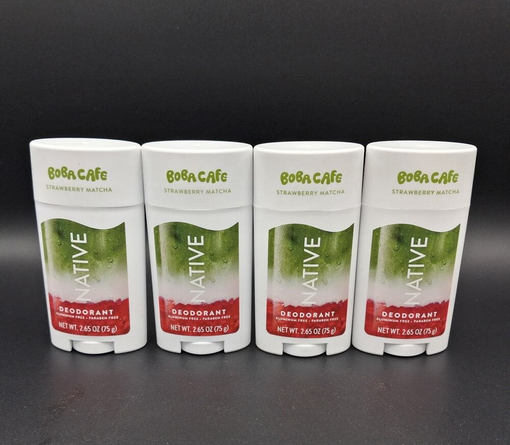 NATIVE Boba Cafe Deodorant Strawberry Matcha 2.65 Oz Each - Lot of 4